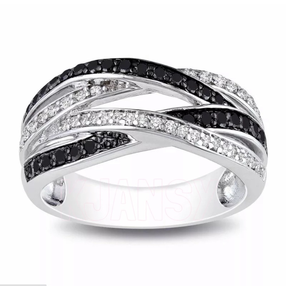 Black & White Sapphire Statement Ring - Picture 3 of 8